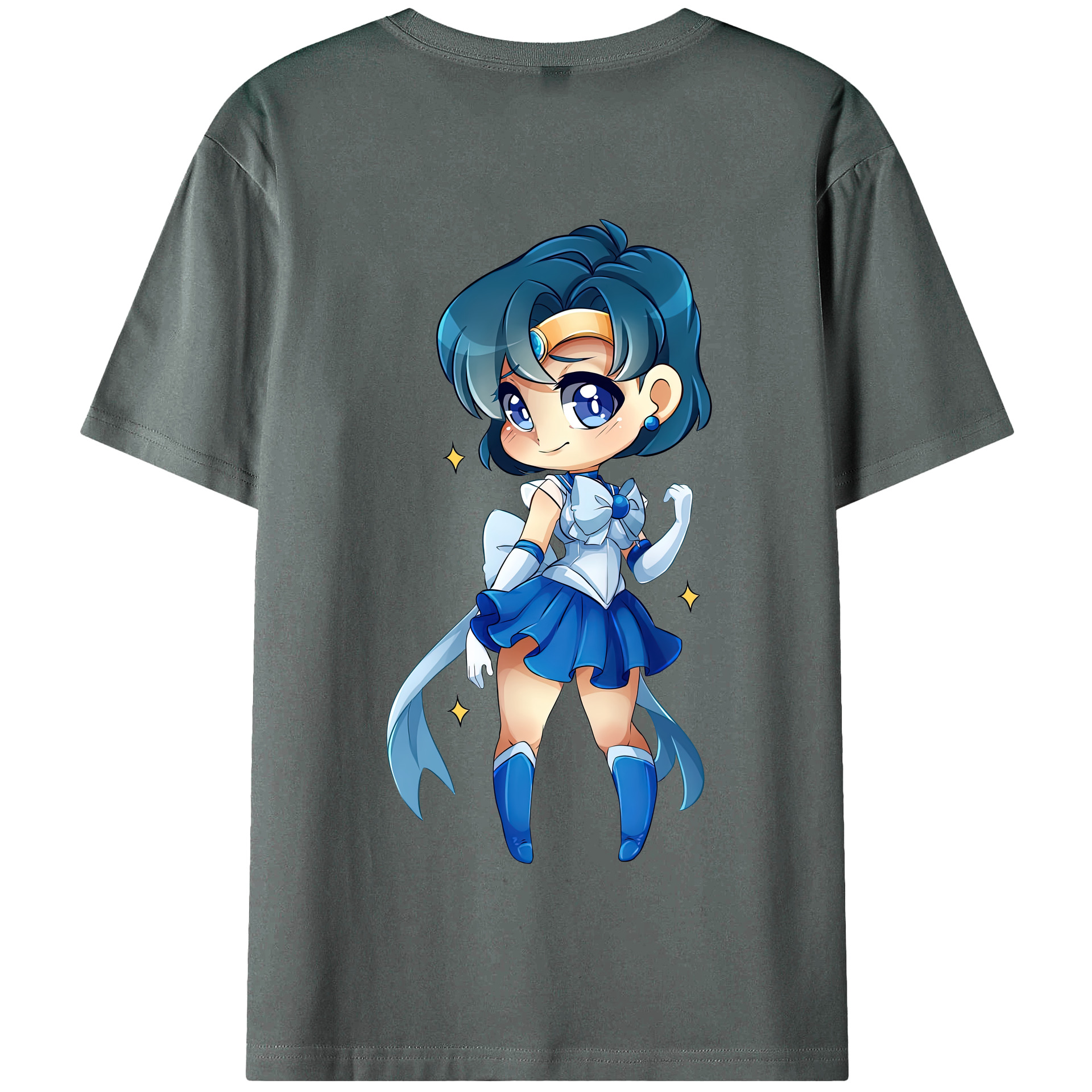 （画像用） 美少女戦士セーラームーン 水野 亜美 みずの あみ Sailor Moon Mizuno Ami 綿100％半袖Tシャツ（背面プリント）